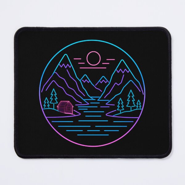 Item preview, Neon Mountain Cabin Illustration | Lofi Aesthetic Night Landscape Vaporwave Style Art designed and sold by SimplyJasper.