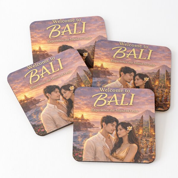 Item preview, Welcome to Bali Romantic Luxury Sunset Travel Poster | Island of Gods Couple Paradise Wall Art designed and sold by Inkora-Art.
