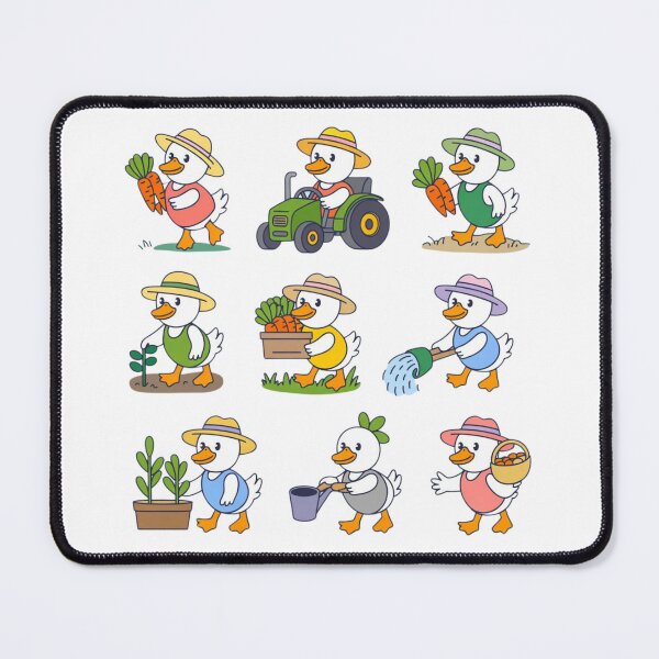 Item preview, Cute Kawaii Duck Farming Sticker Set - Little Duck Gardener with Tractor, Carrots and Watering Can designed and sold by Picasfarmer.