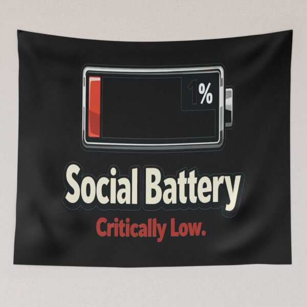 Item preview, Critically Low Social Battery Introvert Design designed and sold by Tsugraf Designs.