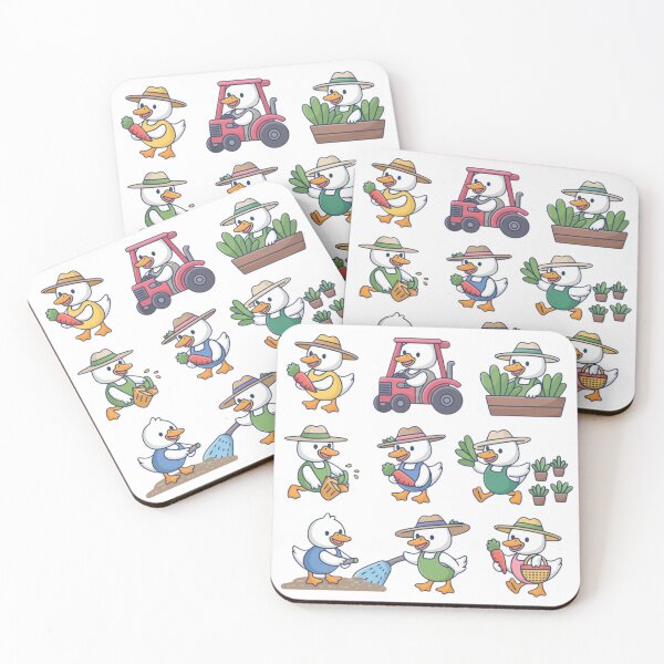 Item preview, Cute Kawaii Duck Farmer Sticker Sheet - Little Duckling Gardening, Driving Red Tractor & Harvesting Carrots designed and sold by Picasfarmer.