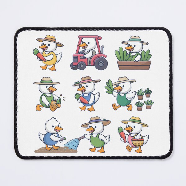Item preview, Cute Kawaii Duck Farmer Sticker Sheet - Little Duckling Gardening, Driving Red Tractor & Harvesting Carrots designed and sold by Picasfarmer.