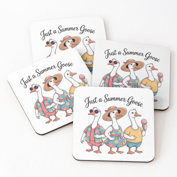 Item preview, Just a Summer Goose Trio - Funny Geese in Tropical Outfits and Sunglasses with Ice Cream designed and sold by Picasfarmer.