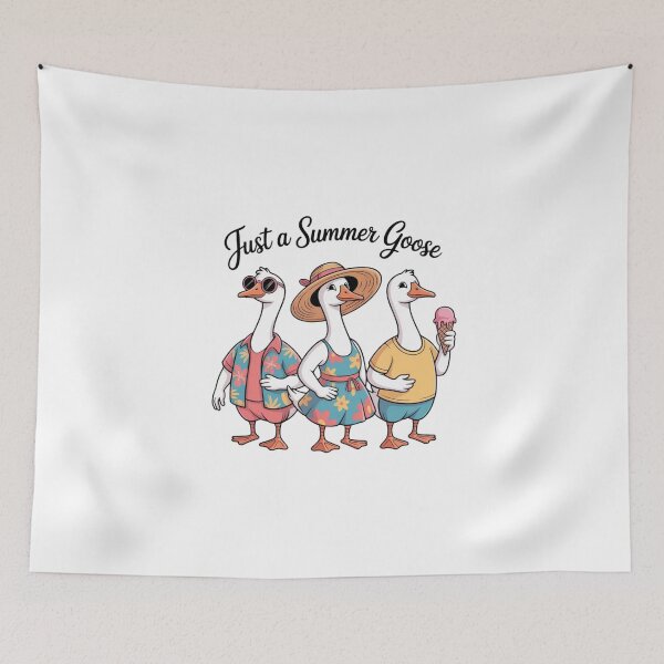 Item preview, Just a Summer Goose Trio - Funny Geese in Tropical Outfits and Sunglasses with Ice Cream designed and sold by Picasfarmer.