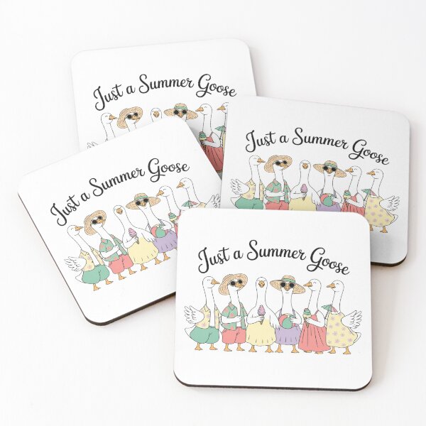 Item preview, Just a Summer Goose Squad - Funny Beach Party Geese in Tropical Outfits and Sun Hats designed and sold by Picasfarmer.
