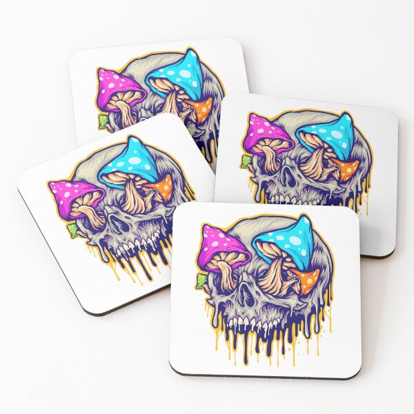 Item preview, Skull & Mushrooms Psychedelic Graphic designed and sold by MysticMarketWares.
