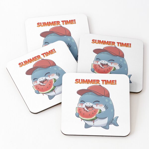 Item preview, Summer Time Cute Shark Eating Watermelon designed and sold by Nature's Chibis.