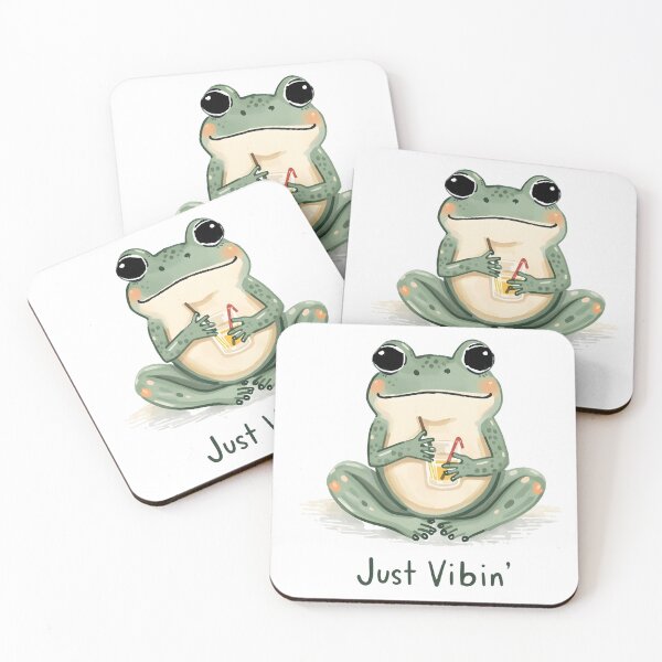 Item preview, Just Vibin Frog – Cute Relaxed Frog Drinking Juice Design designed and sold by CoastalEmp.