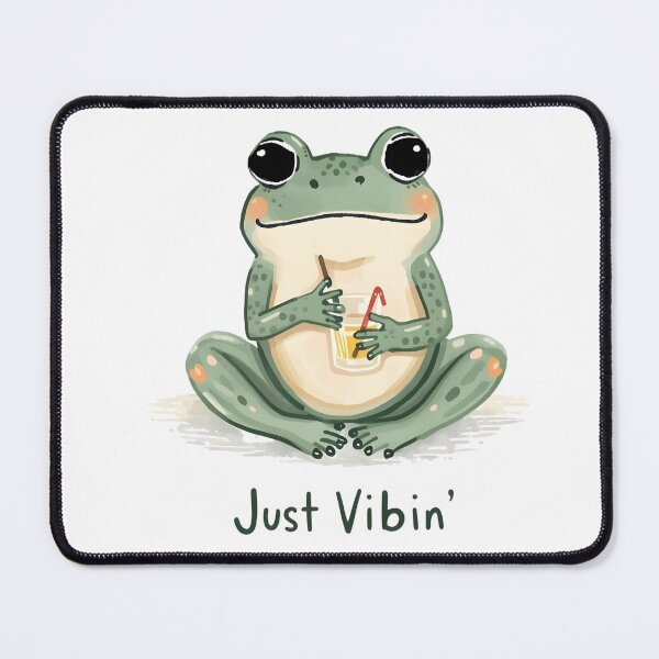 Item preview, Just Vibin Frog – Cute Relaxed Frog Drinking Juice Design designed and sold by CoastalEmp.