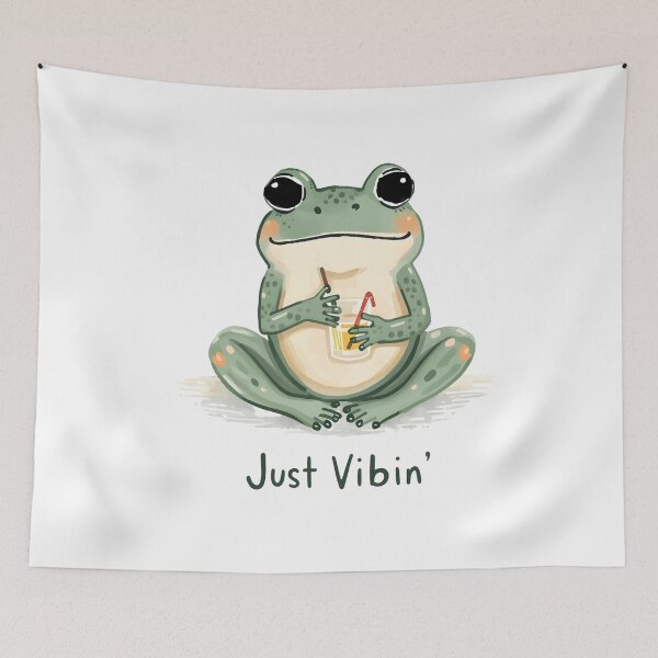 Item preview, Just Vibin Frog – Cute Relaxed Frog Drinking Juice Design designed and sold by CoastalEmp.
