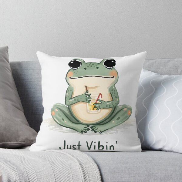 Item preview, Just Vibin Frog – Cute Relaxed Frog Drinking Juice Design designed and sold by CoastalEmp.