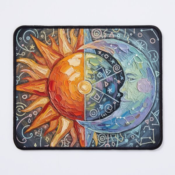 Item preview, Sun and Moon Colorful Palette Knife Art designed and sold by GymTanLaundry.