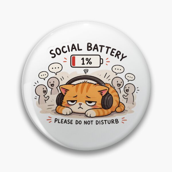 Item preview, Social Battery 1% Cat – Introvert Mood | Funny Burnout Cat | Do Not Disturb Kawaii Cat Design designed and sold by Kawaii Cosmos Cats.
