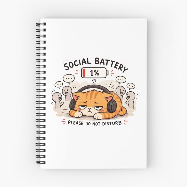 Item preview, Social Battery 1% Cat – Introvert Mood | Funny Burnout Cat | Do Not Disturb Kawaii Cat Design designed and sold by Kawaii Cosmos Cats.