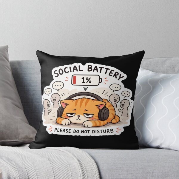 Item preview, Social Battery 1% Cat – Introvert Mood | Funny Burnout Cat | Do Not Disturb Kawaii Cat Design designed and sold by Kawaii Cosmos Cats.