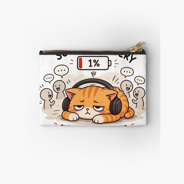 Item preview, Social Battery 1% Cat – Introvert Mood | Funny Burnout Cat | Do Not Disturb Kawaii Cat Design designed and sold by Kawaii Cosmos Cats.