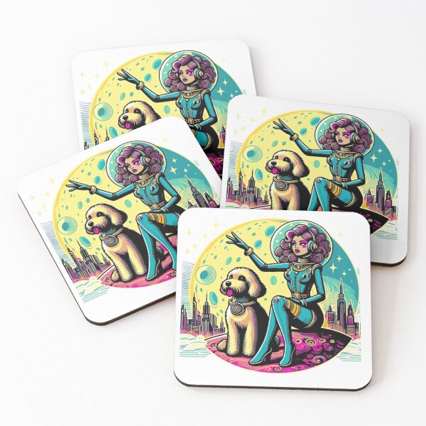 Item preview, Neon Orbit: Space Girl and Moon Mutt designed and sold by Montana Slim.