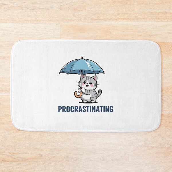 Item preview, Procrastinating Cat with Umbrella Funny Lazy Mood Design designed and sold by Cool-cat-art.