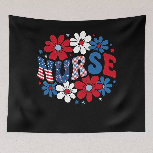 Item preview, Preppy 4th of July Nurse Patriotic Floral Daisy designed and sold by KroghDs.