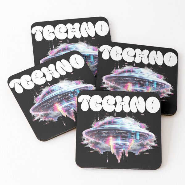 Item preview, TECHNO  - Ufo Tech Glitch (White) designed and sold by Discothreadz.