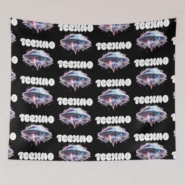 Item preview, TECHNO  - Ufo Tech Glitch (White) designed and sold by Discothreadz.