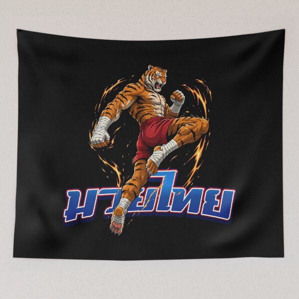 Item preview, Powerful Tiger Muay Thai Fighter Performing Flying Knee Strike designed and sold by Tong4130.