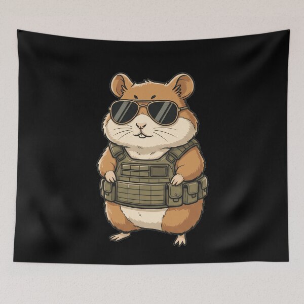 Item preview, Tactical Hamster wearing Military Vest and Sunglasses designed and sold by k3rstman1.