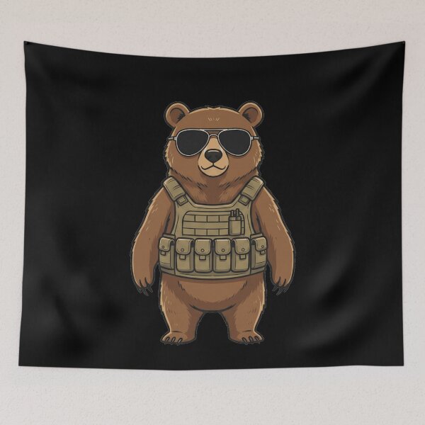 Item preview, Tactical Grizzly Bear with Sunglasses and Vest designed and sold by k3rstman1.