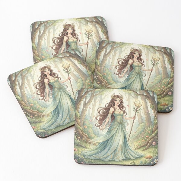 Item preview, Ethereal Forest Queen with Golden Staff designed and sold by Dream Bloom Gallery.