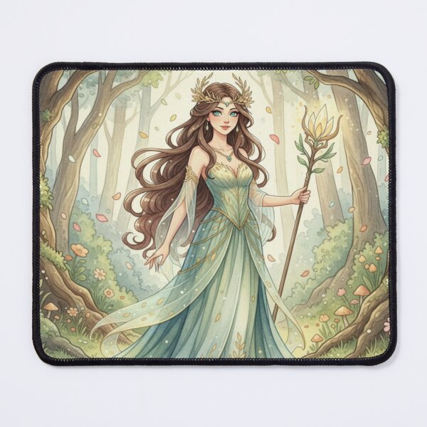 Item preview, Ethereal Forest Queen with Golden Staff designed and sold by Dream Bloom Gallery.