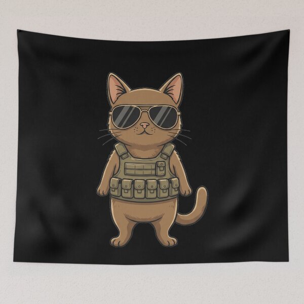 Item preview, Tactical Military Cat Wearing Aviator Sunglasses designed and sold by k3rstman1.