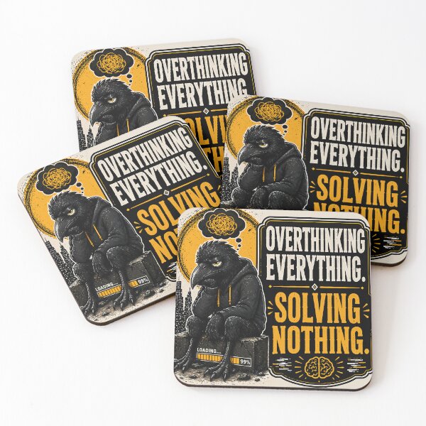 Item preview, Overthinking Everything Solving Nothing Funny Crow Quote – Dark Humor Smart Bird Cartoon Overthinker Design designed and sold by PopInkAura .