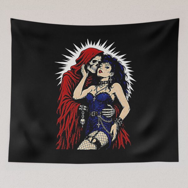 Item preview, Grim Reaper Gothic Woman Dark Romance Skull Punk Horror Art Vintage  designed and sold by graphixpolash.