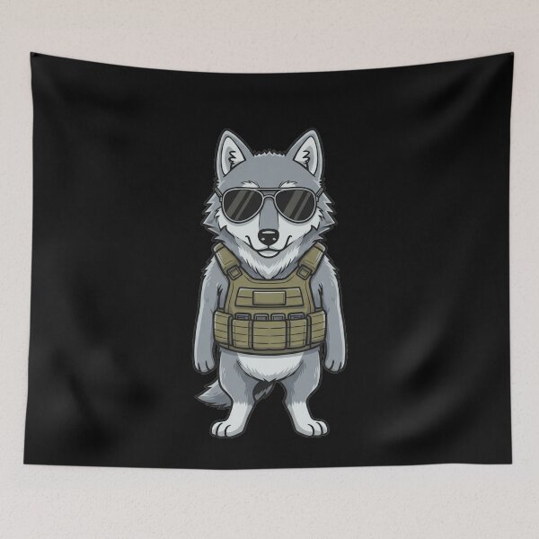 Item preview, Tactical Wolf Soldier with Sunglasses Cartoon designed and sold by k3rstman1.