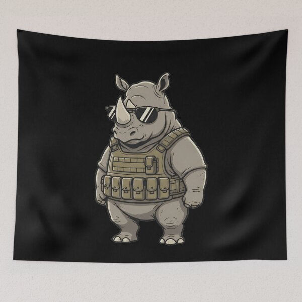 Item preview, Tactical Rhino Character with Sunglasses and Vest designed and sold by k3rstman1.