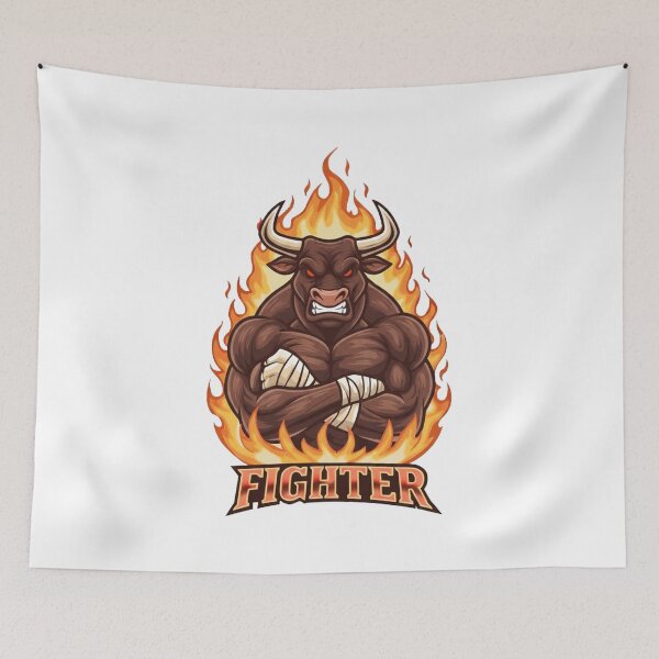 Item preview, Angry Flaming Bull Fighter - Muscle Mascot Logo designed and sold by Omar-2D.