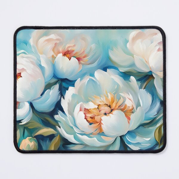 Item preview, Blue Afternoon White Peony Flowers designed and sold by Glimmersmith.