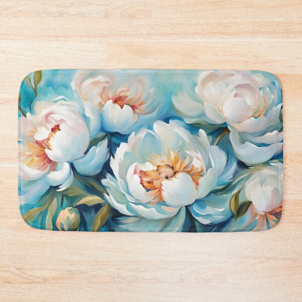 Item preview, Blue Afternoon White Peony Flowers designed and sold by Glimmersmith.