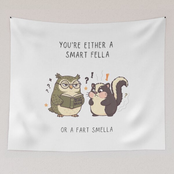 Item preview, You're Either A Smart Fella Or A Fart Smella Funny Owl Skunk T-Shirt designed and sold by Panom Suavichien.