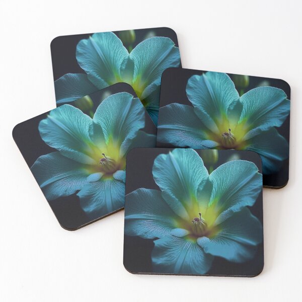 Item preview, Teal Freesia | Dark Glowing Botanical Flower Art Print designed and sold by CunningMaskPrints.