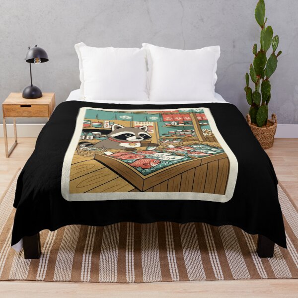 Item preview, Cute Raccoon Fish Market Japanese Street Style designed and sold by JordynLadukeg65.