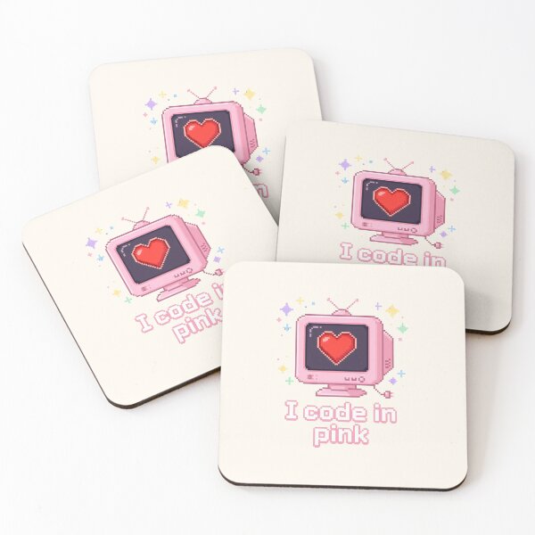 Item preview, I Code in Pink Kawaii Pixel Art Retro Tech designed and sold by SplashTastic.