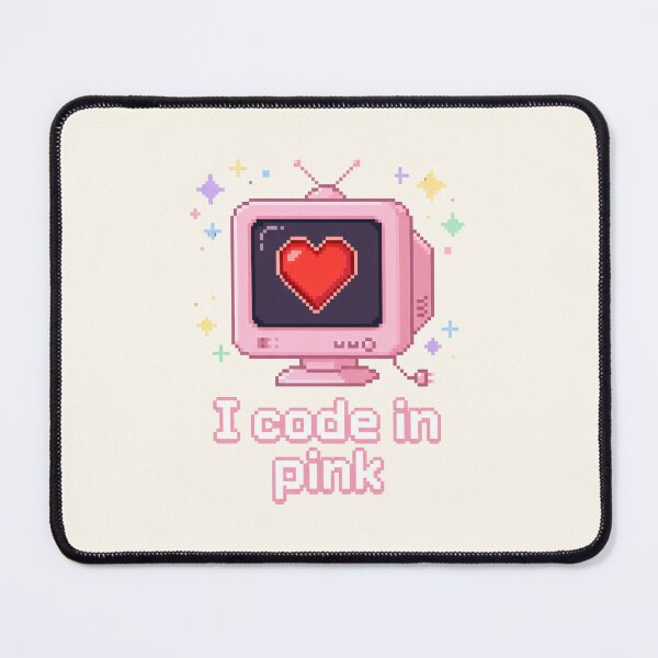 Item preview, I Code in Pink Kawaii Pixel Art Retro Tech designed and sold by SplashTastic.