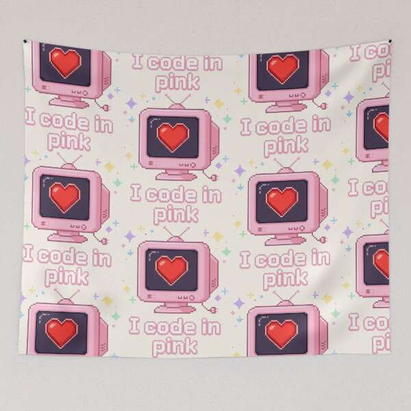 Item preview, I Code in Pink Kawaii Pixel Art Retro Tech designed and sold by SplashTastic.