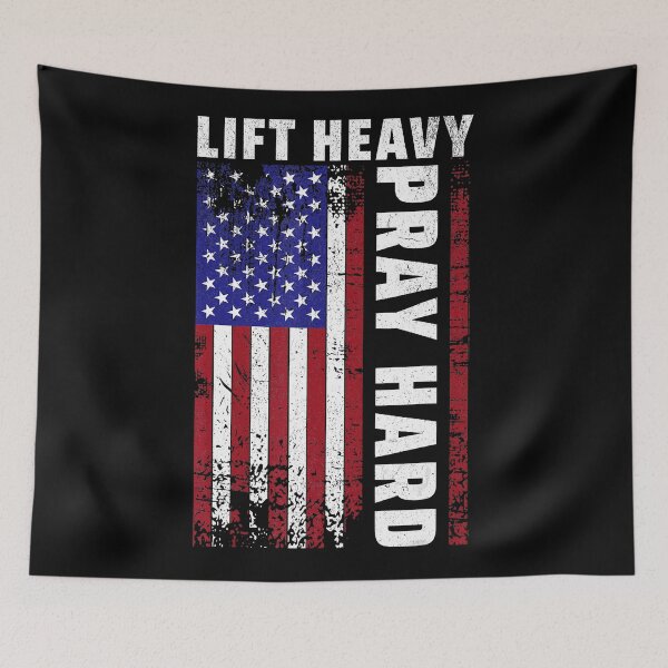 Item preview, Lift Heavy Pray Hard American Flag Gym Motivation  designed and sold by eliramaison.