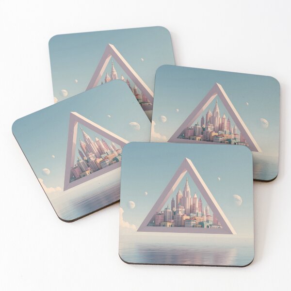 Item preview, Utopian Triangle - Minimalist Floating City Surreal Art designed and sold by UnRealS.