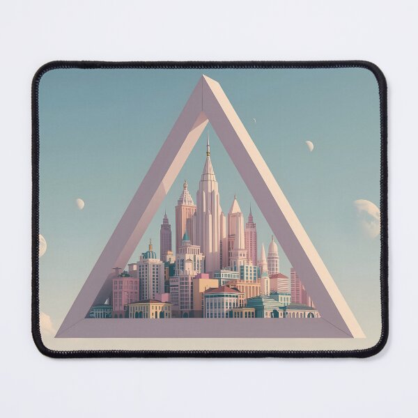 Item preview, Utopian Triangle - Minimalist Floating City Surreal Art designed and sold by UnRealS.
