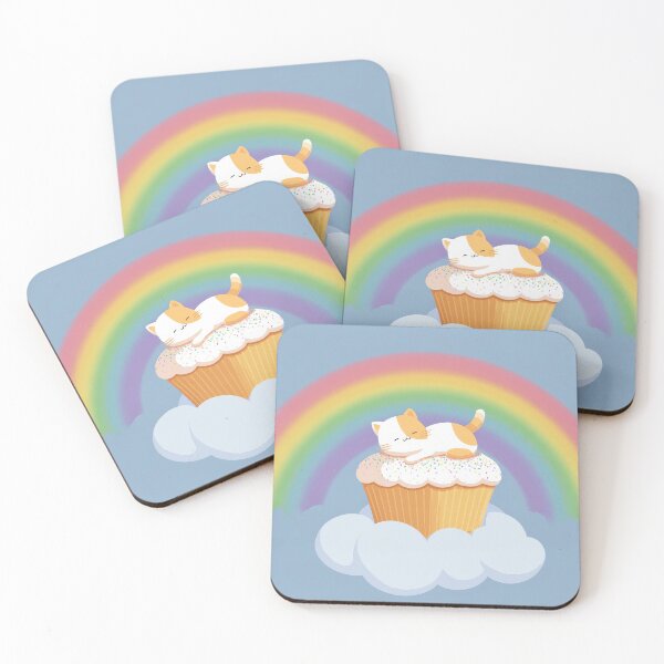 Item preview, Cute Cat Napping on a Cupcake Rainbow Cloud Kawaii Kitty Sweet Dreaming designed and sold by CozyPawCo.