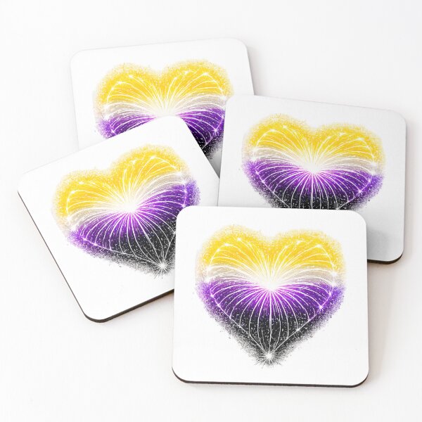 Item preview, HEART ON FIRE – STREAKS OF PRIDE ⚡✨ – LOVE BURST EDITION - NONBINARY PRIDE HEART - any background designed and sold by WheelieGdArt.