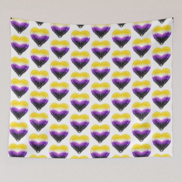 Item preview, HEART ON FIRE – STREAKS OF PRIDE ⚡✨ – LOVE BURST EDITION - NONBINARY PRIDE HEART - any background designed and sold by WheelieGdArt.